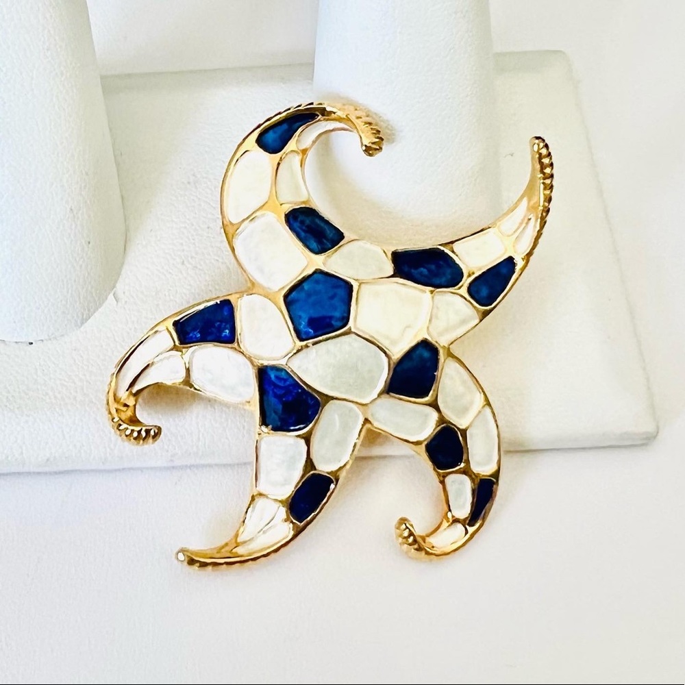 Vintage Boucher Signed Enamel Starfish Brooch - Picture 1 of 8